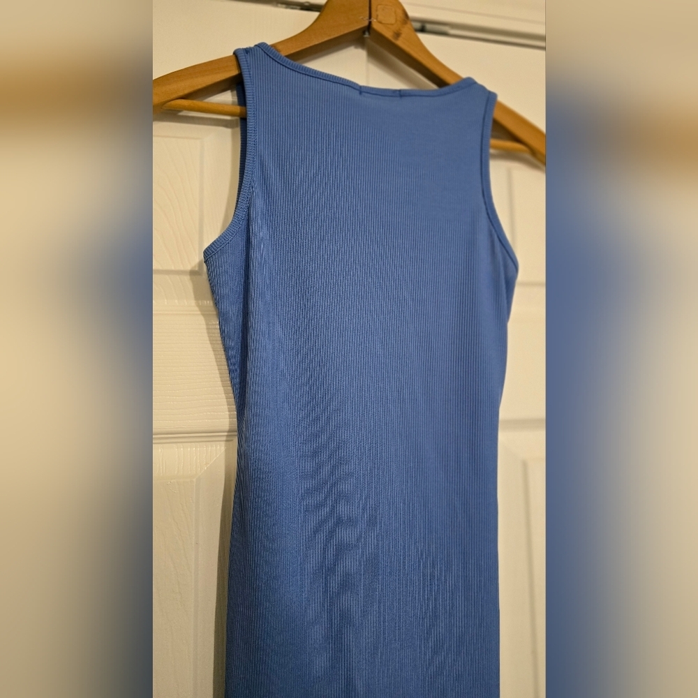 PrettyLittleThing Blue Ruched Bodycon Mini Dress Sleeveless Size 6 Night/club - Picture 6 of 9